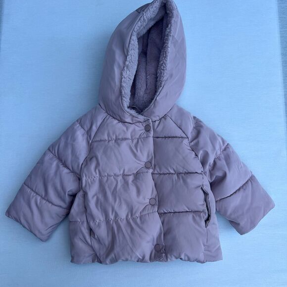 Zara Hooded  Girl Baby Puffer jacket size 9-12 months - Picture 1 of 8